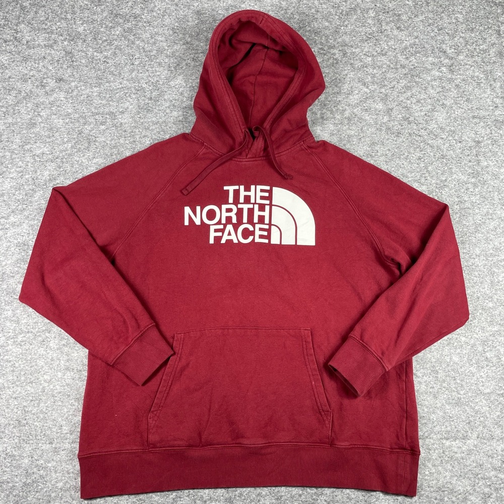 The North Face Hoodie Womens XL Red Half Dome Pullover Fleece NF0A4PA1